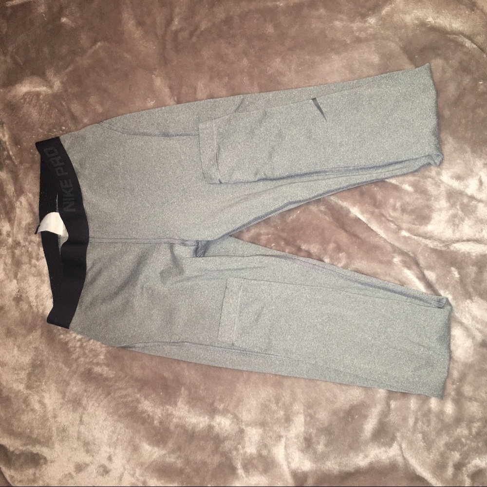 NIKE PRO GREY FULL LENGTH LEGGINGS